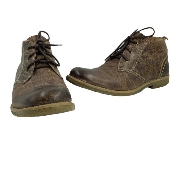 Bed Stu Mens Bench Made Distressed Brown Leather Chukka Boots Lace Up Size 8